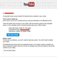 Disputing YouTube Copyright Claim Email from YouTube about copyright claim