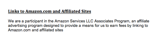 Amazon.com affiliate disclosure