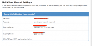 Cpanel info to setup email address in Gmail